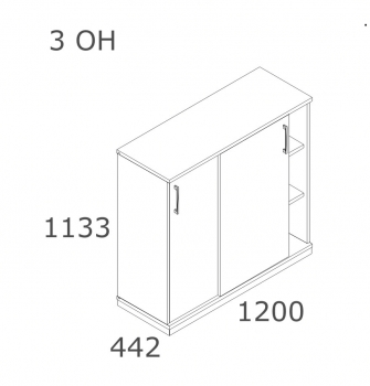 Schiebetürenschrank 3 OH 1200mm hoch FM